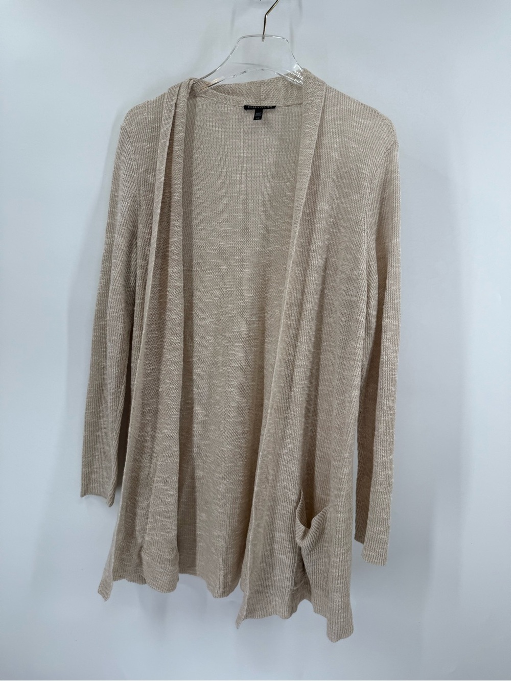 Eileen Fisher cream linen and cotton cardigan size large